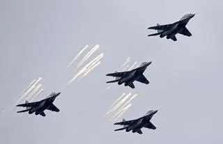 Myśliwce MiG-29 znajdujące się na wyposażeniu białoruskiej armii