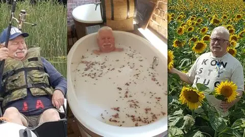 Lech Wałęsa na zdjęciach z własnego profilu na Facebooku