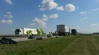 Pracownicy obsługi autostrady sprzątają paszę