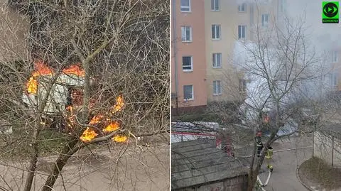 Pożar samochodu dostawczego na Grochowie