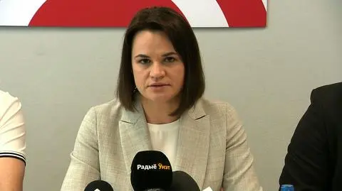 Swiatłana Cichanouska w Centrum Białoruskiej Solidarności w Warszawie