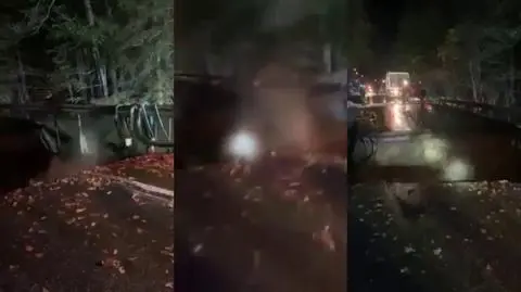 Woda podmyła jezdnię, droga się zapadła