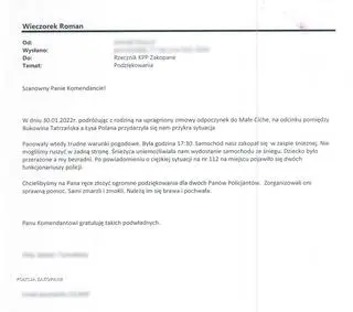 Rodzina podziękowała policjantom za pomoc