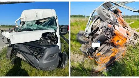 Bus zderzył się z ciężarówką, lądował śmigłowiec LPR. Cztery osoby trafiły do szpitali