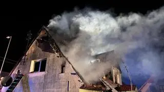 Pożar budynku w miejscowości Giebułtówek