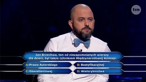 Pytanie w "Milionerach" o Jana Brzechwę i jego członkostwo w międzynarodowej komisji