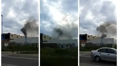 Pożar hali magazynowej w Toruniu 