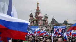 Propagandowy wiec poparcia dla Putina w Moskwie