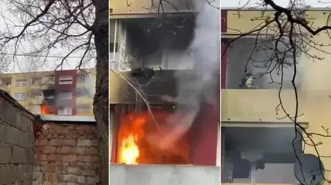 Pożar bloku w Dębnie