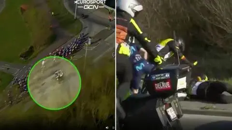 Bolesne zderzenie. Policjant "wszedł pod koło" kolarza