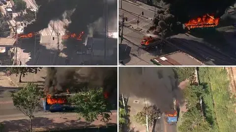 Policja zabiła członka gangu. Przestępcy spalili kilkadziesiąt autobusów