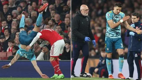 Arsenal stracił punkty z ostatnią drużyną. Groźny upadek Bednarka, nie chciał zejść z boiska