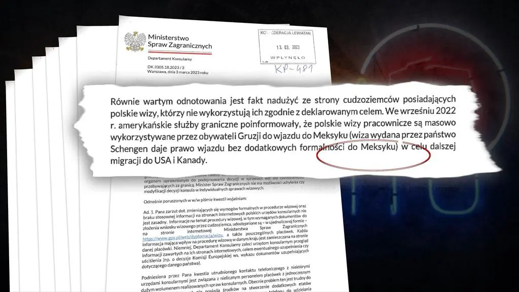 Fragment odpowiedzi MSZ