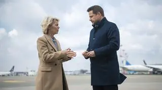 Ursula von der Leyen and Rafał Trzaskowski at Warsaw Chopin Airport