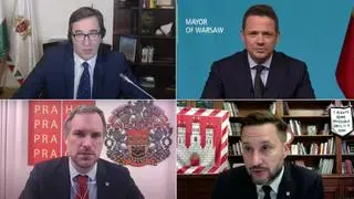 Gergely Karacsony, Rafał Trzaskowski, Zdenek Hrib i Matusz Vallo