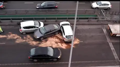 Zderzenie samochodów na Trasie Sucharskiego w Gdańsku
