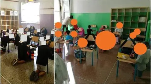 W pierwszy dzień szkoły włoscy uczniowie z Genui klęczeli przy krzesełkach