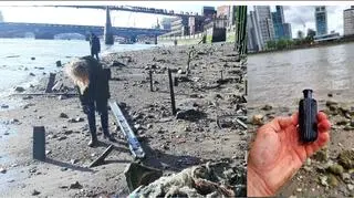 To nie zombie, tylko tzw. mudlarkerzy szukający zabytków na brzegu Tamizy. Angielskie prawo na to zezwala.