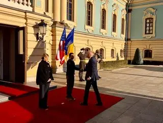 Joe Biden i Wołodymyr Zełenski w Kijowie (20.02.2023)