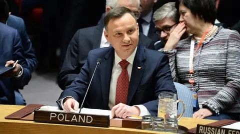 Prezydent Andrzej Duda w czasie debaty w Radzie Bezpieczeństwa ONZ