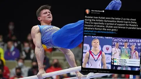 Prowokacja na podium. Stanął obok Ukraińca i wsparł rosyjską inwazję
