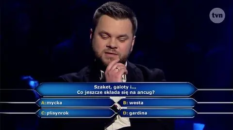 Pytanie w "Milionerach" za 75 tysięcy złotych o ancug 