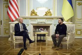 Joe Biden i Wołodymyr Zełenski w Kijowie (20.02.2023)