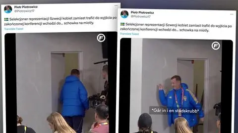 Trener Szwedek pomylił drzwi. Zabawna sytuacja na konferencji prasowej