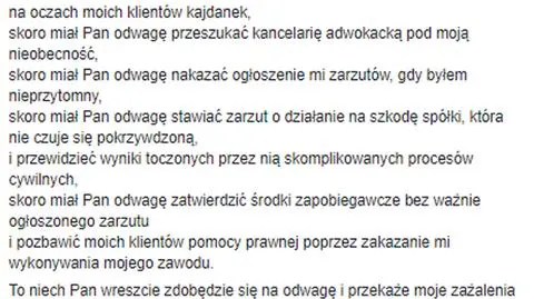 Wpis Romana Giertycha na Facebooku