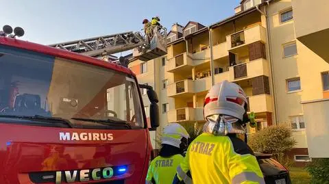 Utknął w rynnie na dachu, sam nie mógł się wydostać 