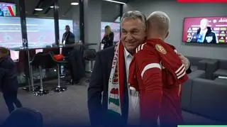 Viktor Orbán wearing a "Greater Hungary" scarf