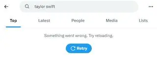 Taylor Swift - wyszukiwanie na platformie X, screen