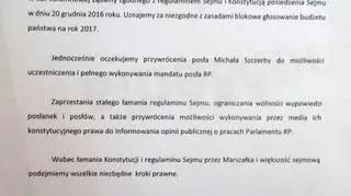 Wspólny apel opozycji do marszałka Sejmu