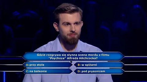 Pytanie w "Milionerach" o słynną scenę z "Psychozy" Alfreda Hitchcocka