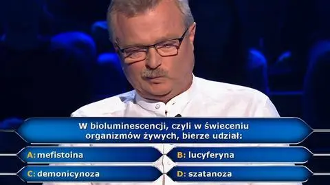 Co bierze udział w bioluminescencji? Pytanie w "Milionerach" za 10 tysięcy złotych