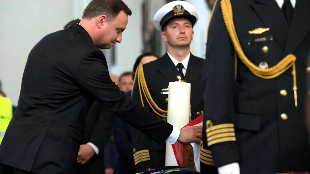 Prezydent Andrzej Duda przemawiał podczas pogrzebu "Inki"