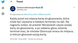 Centrum Informacyjne Rządu tłumaczy sytuację związaną z oddawaniem głosu przez premiera