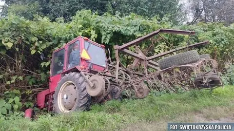Wjechali ciągnikiem do rowu. Oboje brali winę na siebie
