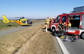 Na miejscu lądował śmigłowiec LPR