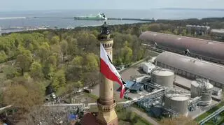 The flag was raised at the Świnoujście lighthouse