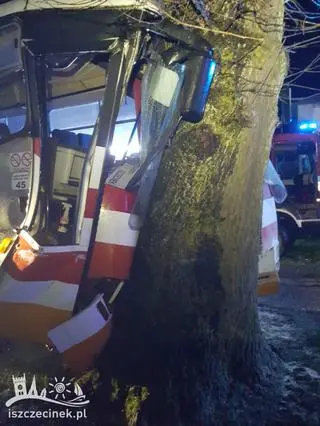 Wypadek autobusu w Trzebiechowie
