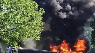 Płonęła tylna część autobusu