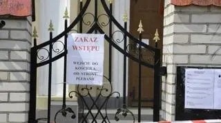 Tuż po nawałnicy teren wokół parafii został odgrodzony taśmami, żeby wiernym wchodzącym do świątyni nic się nie stało