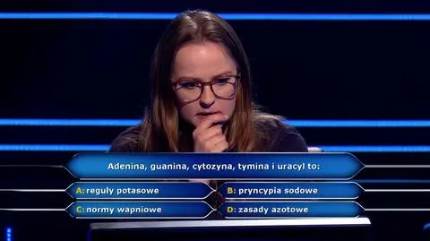 Adenina, guanina, cytozyna, tymina i uracyl. Pytanie z chemii w "Milionerach"