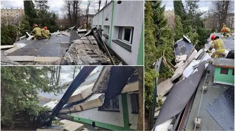 Zerwany dach szkoły w Kutnie