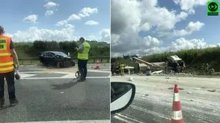 Po wypadku na autostradzie wylała się farba