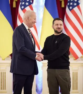 Joe Biden i Wołodymyr Zełenski w Kijowie (20.02.2023)