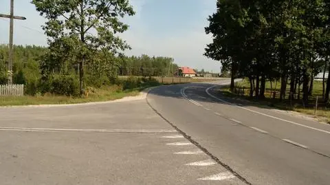 Kierowca stracił panowanie nad ciężarówką pojazd wyładowany palami drewna wypadł z drogi