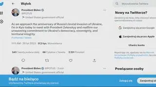 Biden: jestem dziś w Kijowie żeby spotkać się z prezydentem Zełenskim