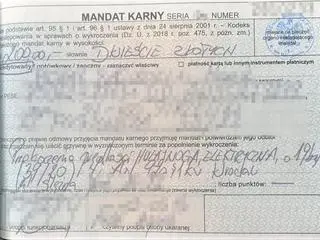 Mandat za przekroczenie prędkości